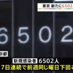 東京都新規感染者6502人 17日連続で前週の同じ曜日下回る