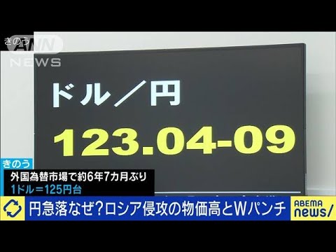 6年7カ月ぶり円安水準に　物価上昇とダブルパンチ(2022年3月29日)