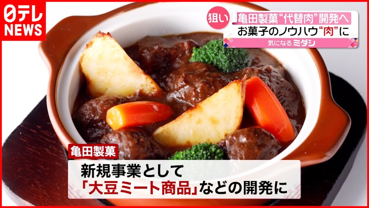 【亀田製菓】“代替肉”市場に参入 お米の菓子作りのノウハウ活用