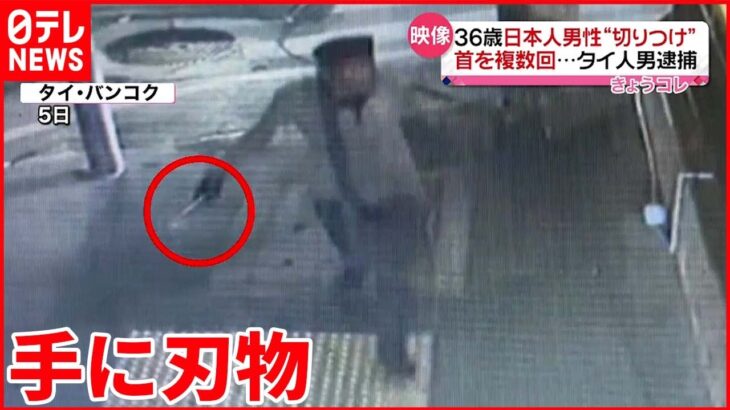 【タイ】日本人男性を”切り付け” 防犯カメラに刃物持つ男