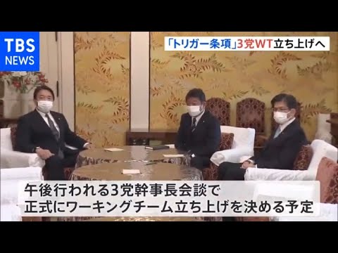 トリガー凍結解除めぐり自民・公明・国民の３党がワーキングチーム立ち上げへ