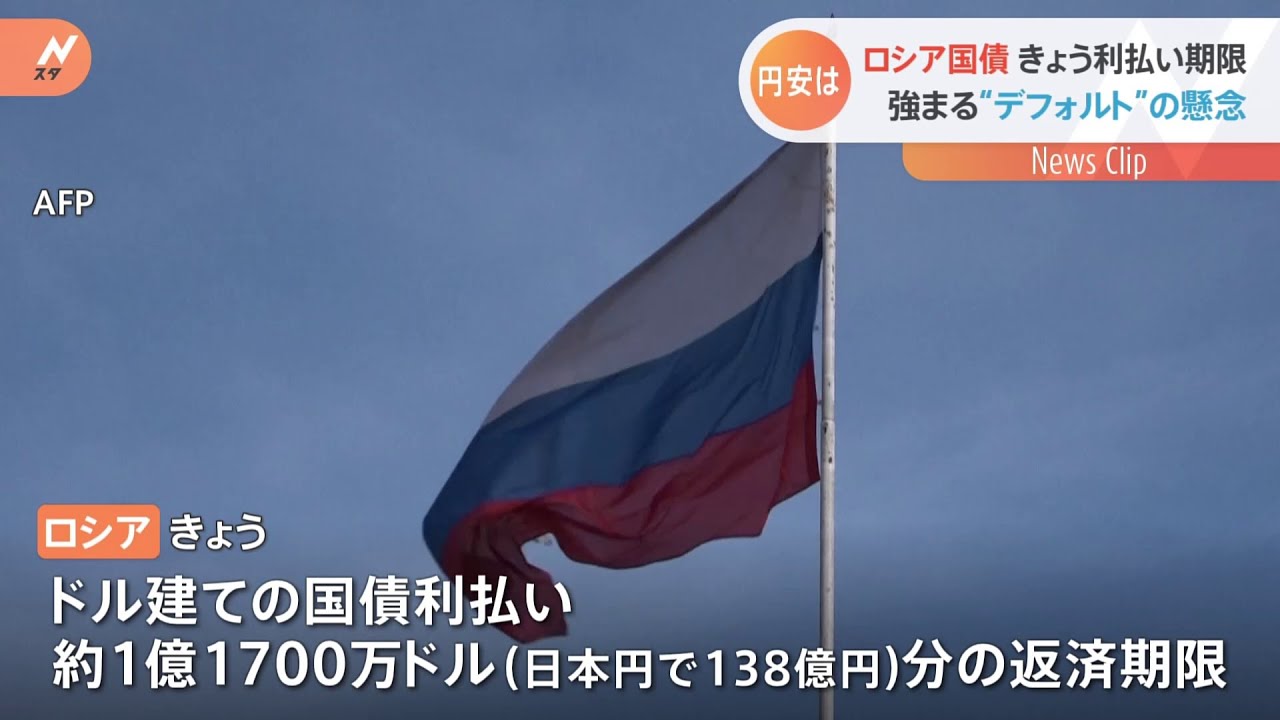 ロシア国債 きょう利払い期限 強まる“デフォルト”の懸念