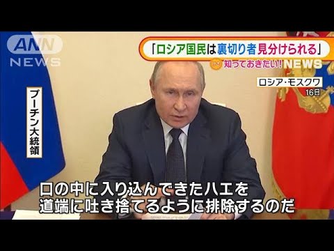 プーチン氏　“裏切り者”非難「ハエのように排除」(2022年3月18日)