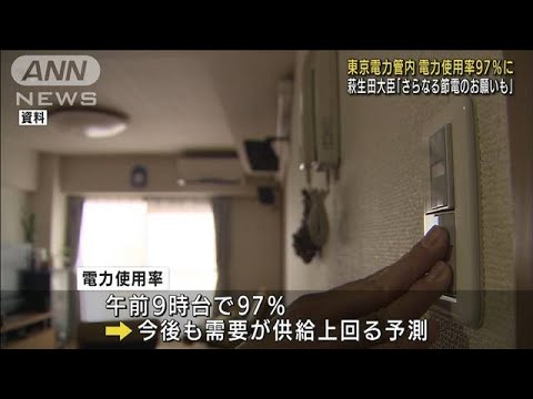 「さらなる節電のお願いも」萩生田大臣　東電管内　電力使用率97％に(2022年3月22日)