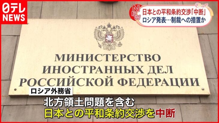 【ロシア】日本との平和条約交渉を中断 制裁への対抗措置か