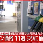 【速報】ガソリン価格 １１週ぶりに値下がり