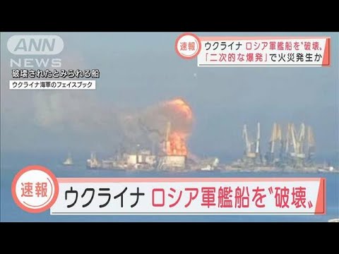 【速報】ウクライナ　ロシア軍の揚陸艦を破壊　二次的な爆発で大火災か(2022年3月24日)