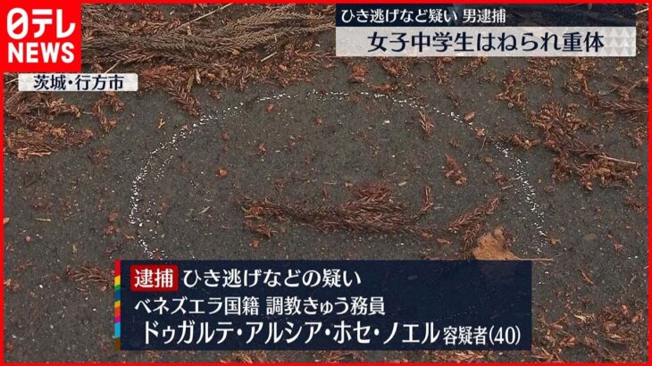 【事故】女子中学生はねられ重体　ひき逃げなどの疑いで男逮捕　茨城・行方市