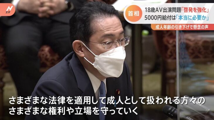 岸田首相、１８歳ＡＶ出演強要「教育・啓発を強化」 あす追加経済対策指示へ