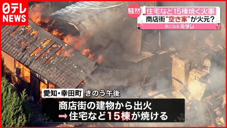 【“空き家”が火元？】住宅など１５棟焼く火事 愛知･幸田町