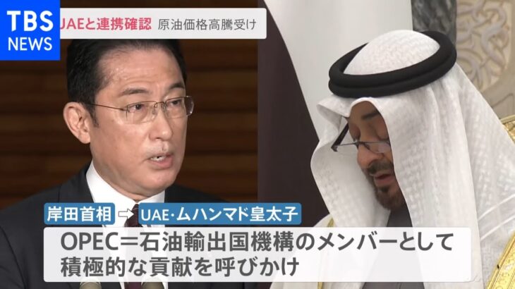 岸田首相、UAEと電話会談 原油市場安定化へ連携確認