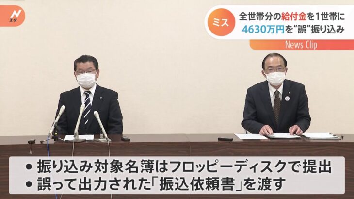 山口・阿武町 全世帯分の給付金を1世帯に 4630万円を“誤”振り込み