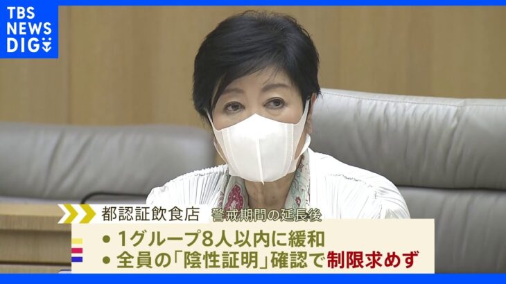 東京都 リバウンド警戒期間を1か月延長  飲食店人数制限は4人から8人に緩和を発表｜TBS NEWS DIG