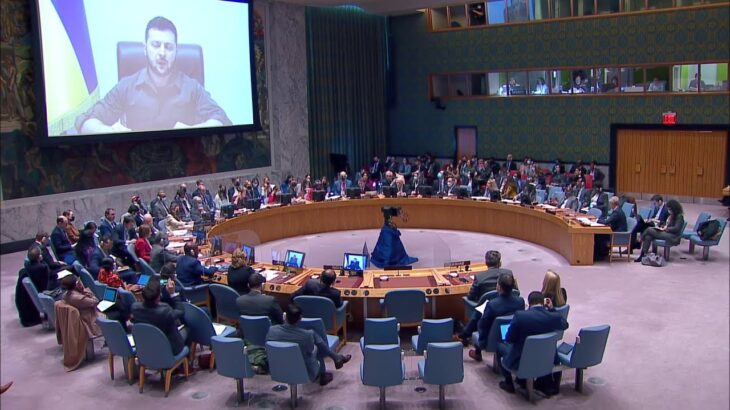 【速報】ウクライナ情勢めぐり国連安保理会合　ゼレンスキー大統領の演説始まる