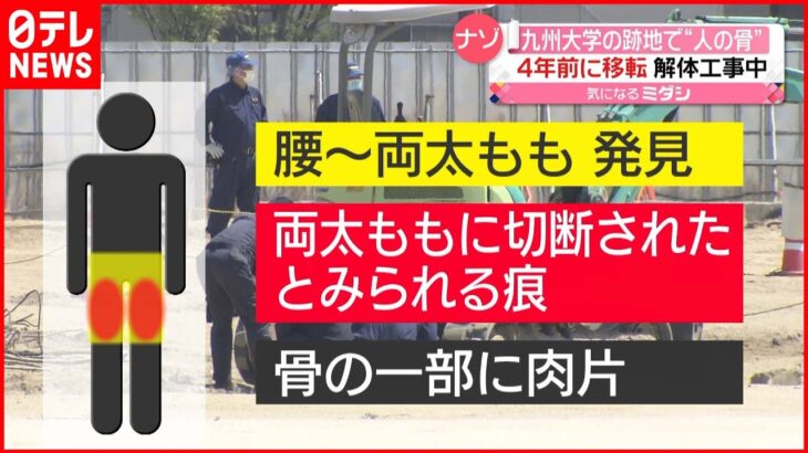 【九州大学跡地】“人の骨”見つかる…太ももの骨に切断痕