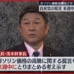 【自民党の提言】 ガソリン高騰めぐり 来週中にとりまとめへ