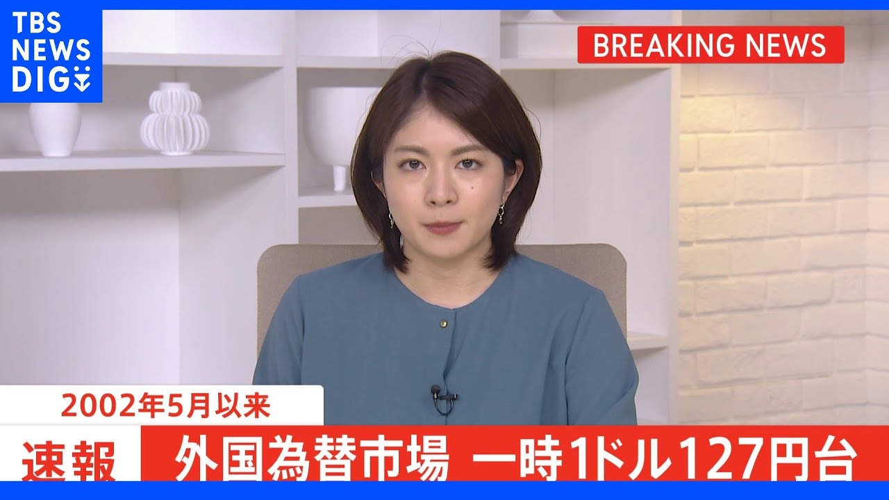 【速報】1ドル=127円台 円安止まらず 19年11か月ぶりの水準|TBS NEWS DIG