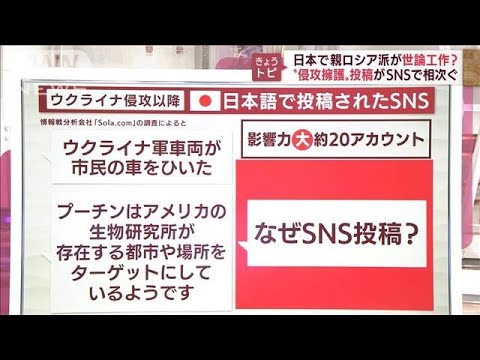 日本で「親ロシア派」が世論工作？　相次ぐ“侵攻擁護”投稿(2022年4月12日)