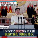 【北朝鮮】大規模軍事パレード実施 金総書記「核武力を最大限急速に強化させる」