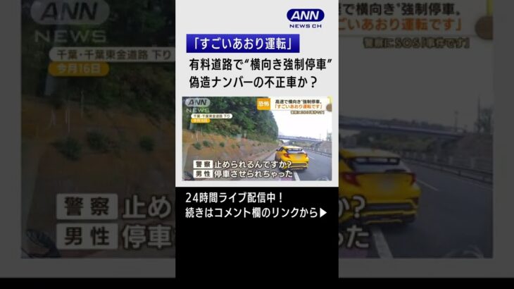 【恐怖】「すごいあおり運転」有料道路で“横向き停車”　進路妨害・・・“偽造ナンバー”不正車か　#Shorts