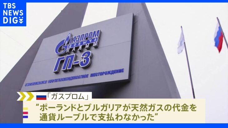 ポーランド、ブルガリアに天然ガス供給停止 ロシア国営ガス会社 「ガスを脅迫の手段にしている」EU委員長は非難｜TBS NEWS DIG