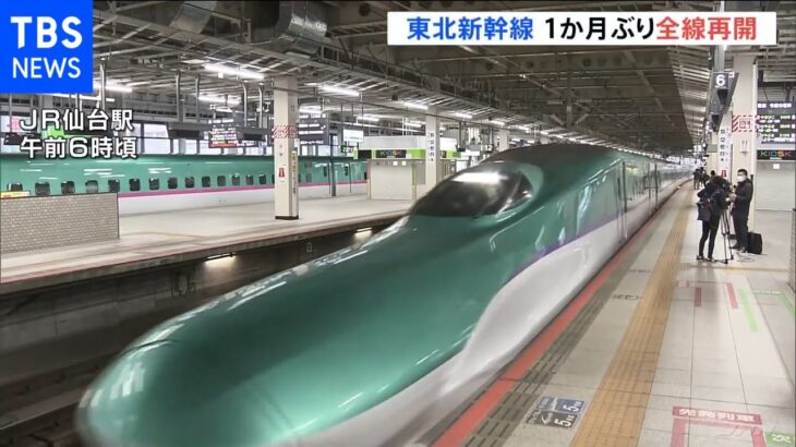 東北新幹線 1か月ぶりに全線再開　当面は8割から9割の本数で運行