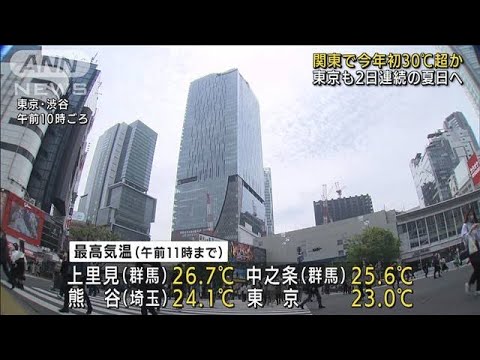 関東で今年初の真夏日か 東京は2日連続の夏日予想(2022年4月23日)