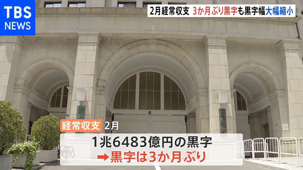 2月の経常収支 3か月ぶりの黒字