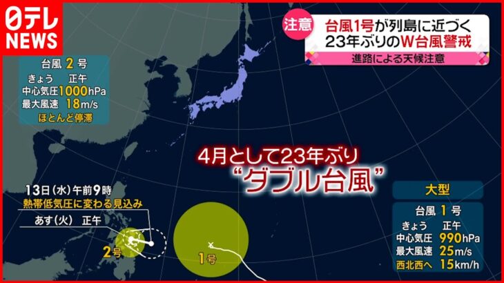 【台風】列島に近づく…23年ぶりの“ダブル台風”に警戒