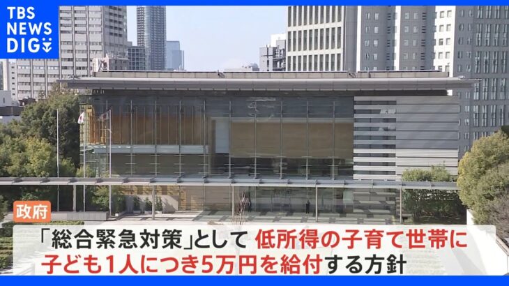 低所得子育て世帯に5万円支給の方針固める 来週岸田総理発表へ｜TBS NEWS DIG