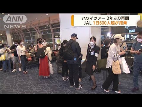 JAL　1日600人超が搭乗　ハワイツアー約2年ぶり再開(2022年4月29日)