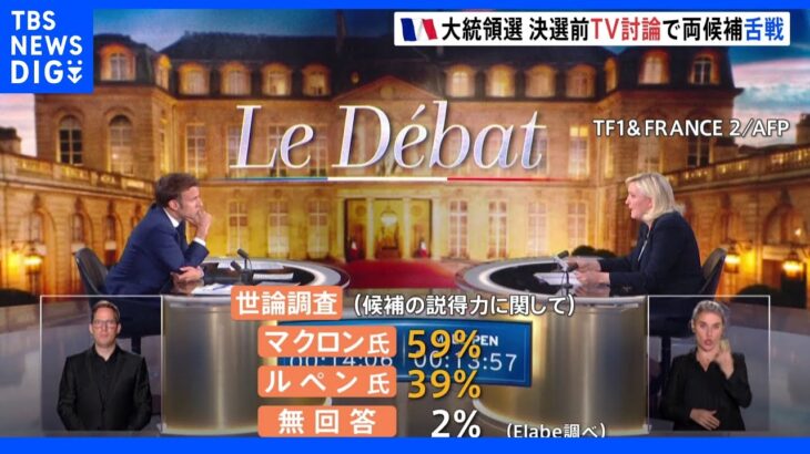 フランス大統領選挙 決選投票前 マクロン×ルペンTV討論｜TBS NEWS DIG