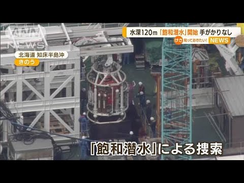 水深120mの観光船　「飽和潜水」捜索・・・手がかりなし(2022年5月20日)