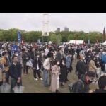 メーデー集会　３年ぶりの開催　大阪市内で　雨の中　連合主催に約９３００人が参加
