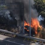 淡路島の自動車道で車が炎上　「タイヤがパンクしたかも…」乗っていた母親と子供３人がケガ