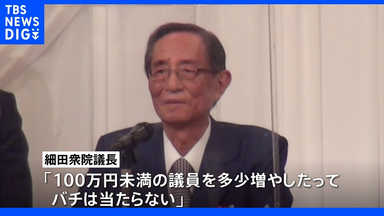 細田衆院議長が議員定数に言及「議員の月給は手取り100万円未満　定数多少増やしてもバチは当たらない」｜TBS&nbsp;NEWS&nbsp;DIG
