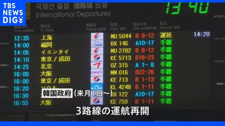 【独自】韓国政府 羽田－金浦、大阪－釜山の航空路線再開を認可へ｜TBS NEWS DIG