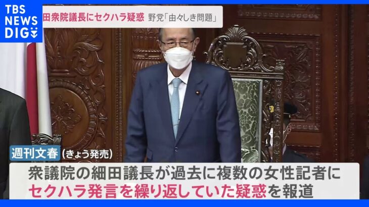 細田衆院議長にセクハラ疑惑　野党「由々しき問題」｜TBS NEWS DIG