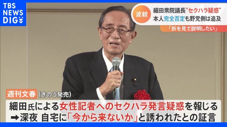 「事実と全く違う」「折をみて何らかの形で説明」“セクハラ疑惑”の細田衆院議長　本人完全否定も野党側は追及 ｜TBS NEWS DIG