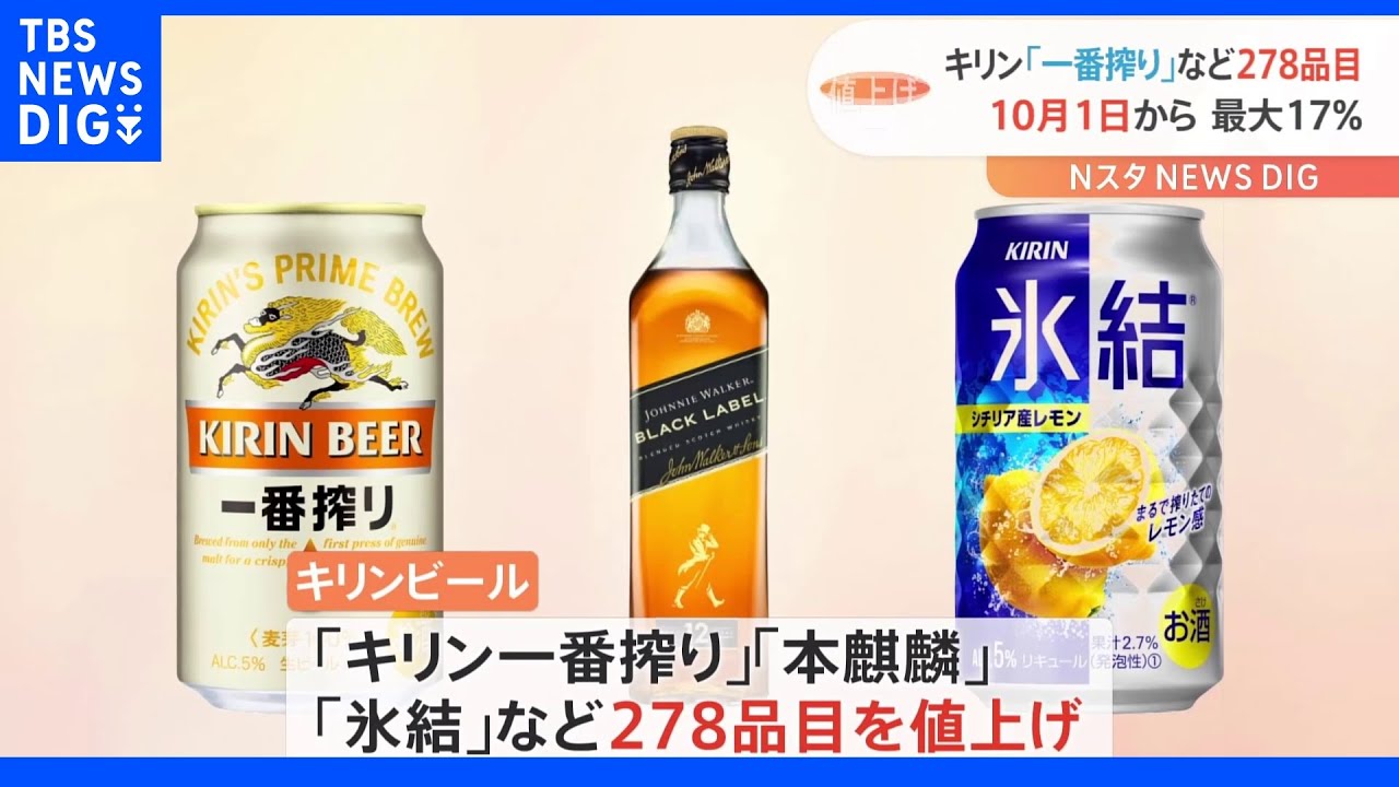 キリン&nbsp;ビールやチューハイなど値上げ&nbsp;缶ビールは14年ぶり｜TBS&nbsp;NEWS&nbsp;DIG
