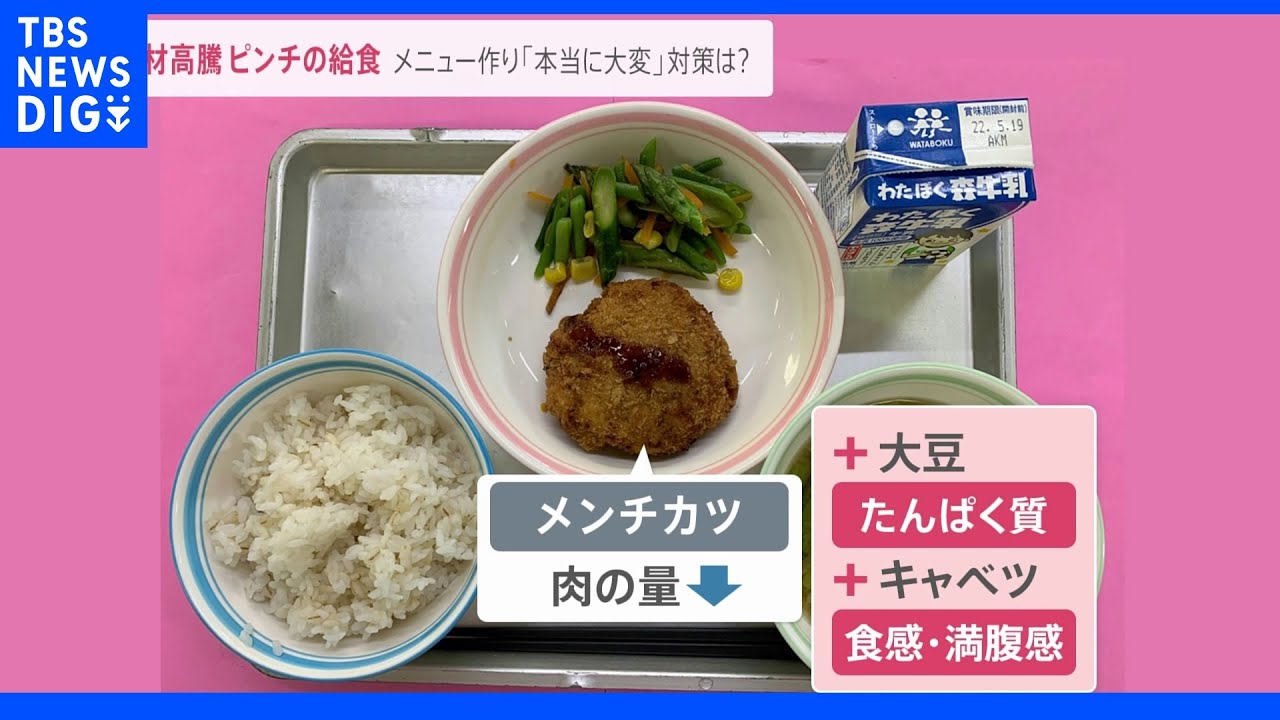 メンチカツは肉を減らして豆腐やキャベツ…食材高騰の影響が学校の給食にも。栄養をキープするためギリギリの調整｜TBS&nbsp;NEWS&nbsp;DIG