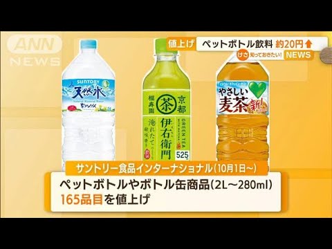 サントリーのペットボトル飲料　約20円値上げへ・・・対象は165品目　理由は原材料の高騰(2022年5月17日)