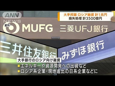 大手銀行3社　ロシア関連の融資　計1兆円に上る(2022年5月17日)