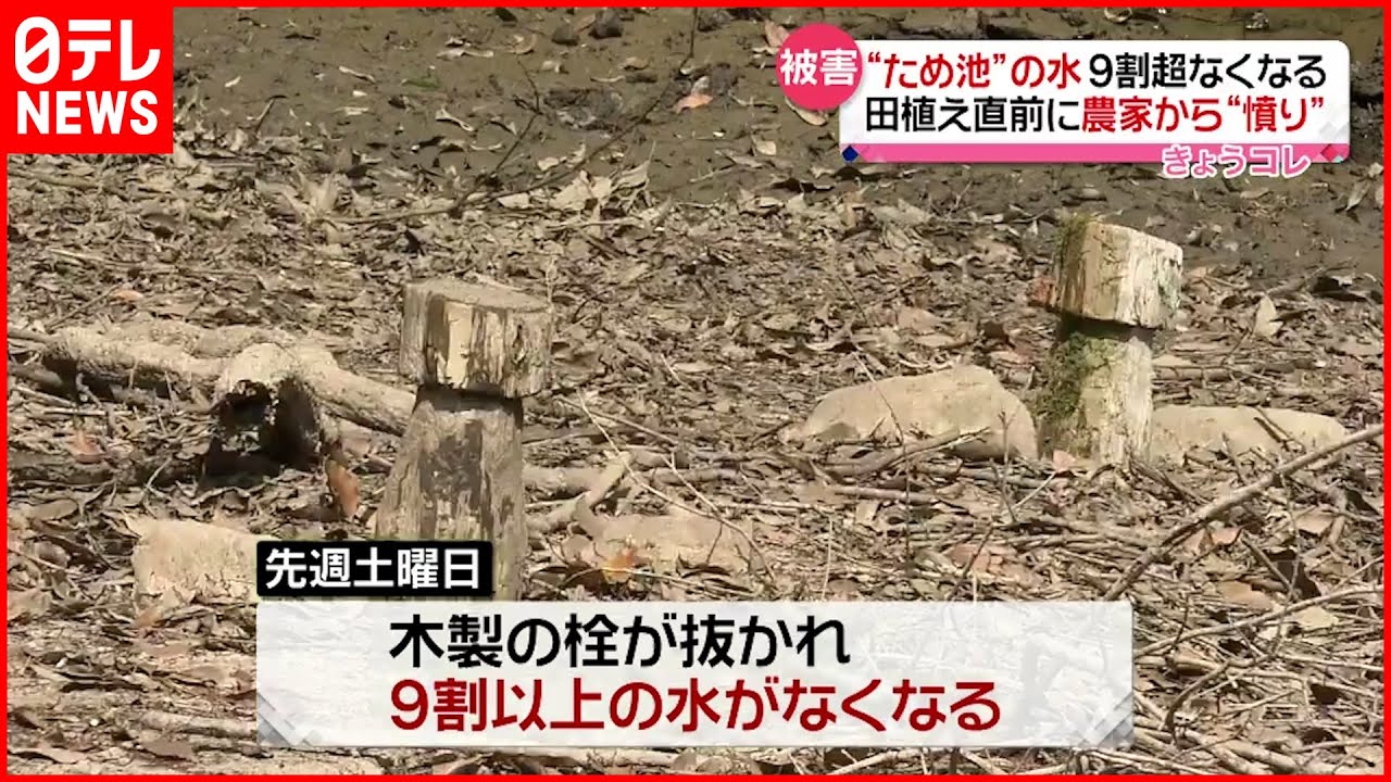 【“ため池”の水】田植え前…9割超なくなる 福岡・久留米市