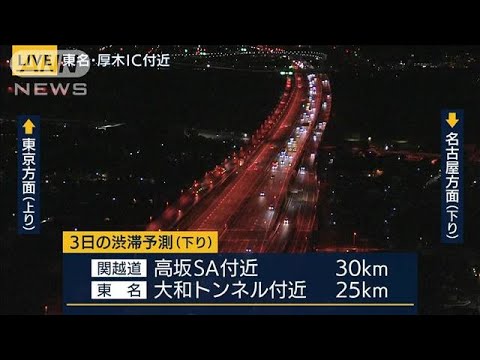 GW下り渋滞　あすピークに・・・午前中心に「25～40km」予測　上りのピークは4～5日(2022年5月2日)