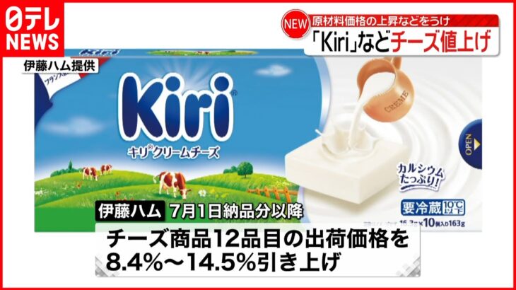 【伊藤ハム】｢Kiri｣などチーズ値上げへ 原材料価格上昇を受け