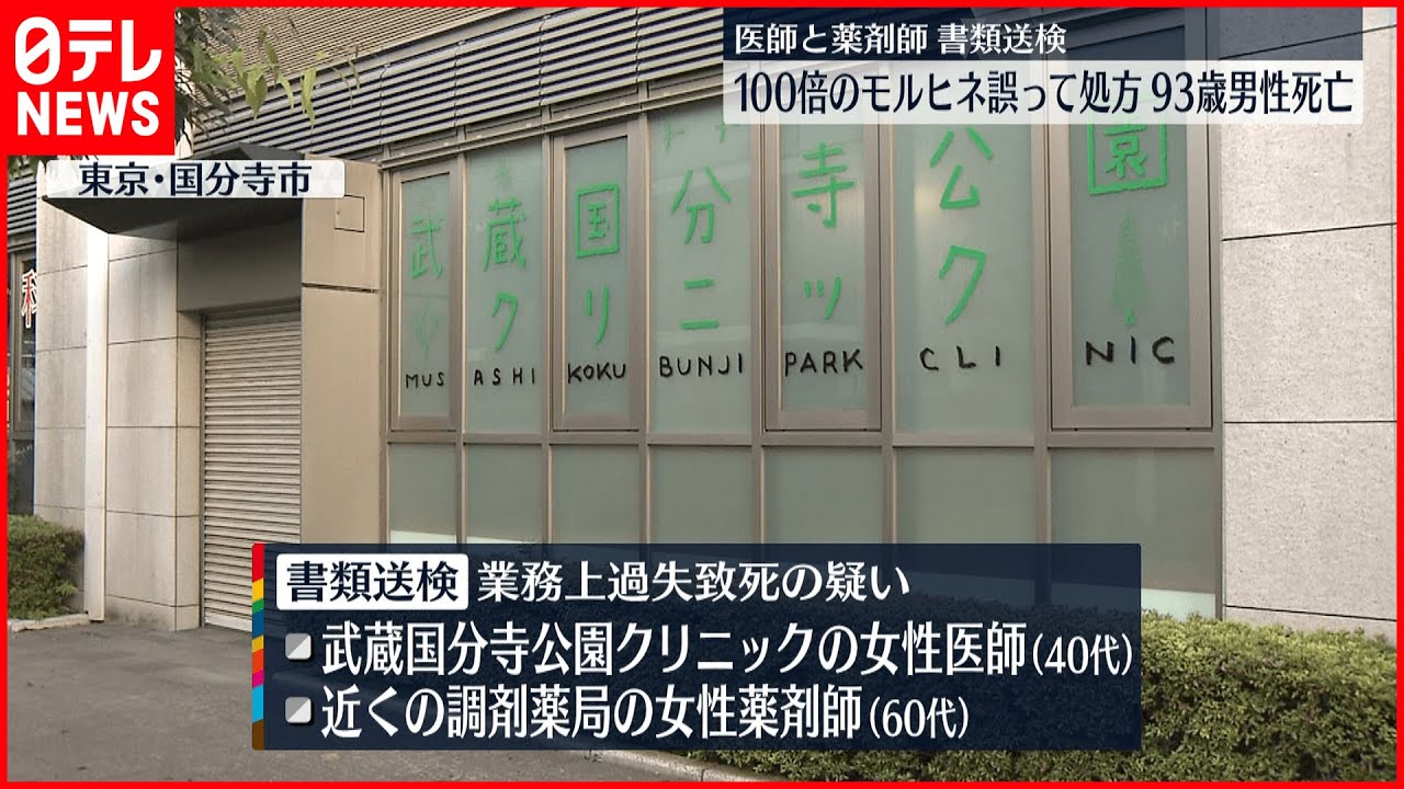 【書類送検】“モルヒネ100倍”誤って処方し…93歳の男性死亡 医師と薬剤師