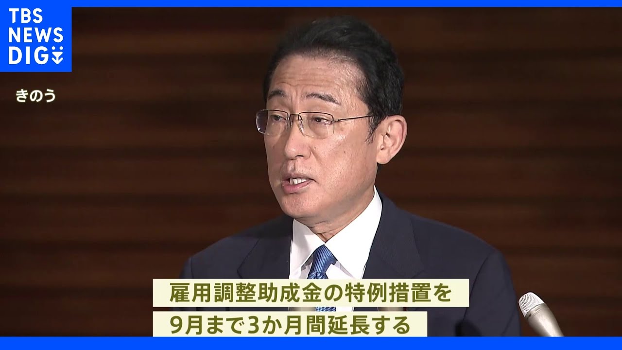 雇用調整助成金の特例措置９月末まで延長　岸田総理が表明｜TBS&nbsp;NEWS&nbsp;DIG