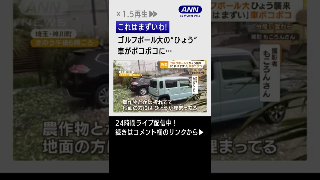 【異変】ゴルフボール大の“ひょう”襲来で車ボコボコ・・・　#shorts