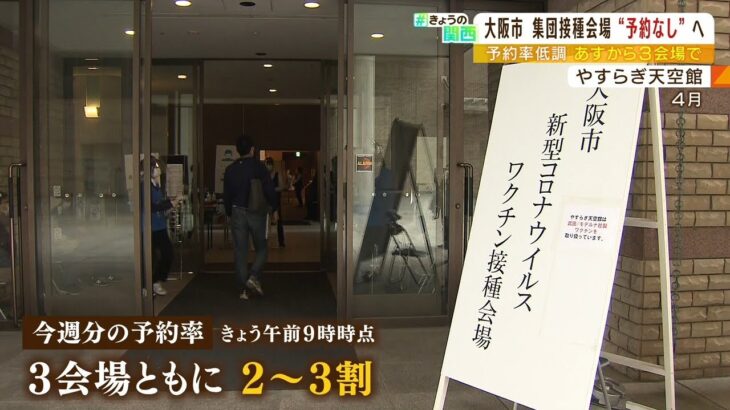 大阪市の集団接種“予約率が低調”であすから３会場で「予約なし」の接種が可能に（2022年6月7日）